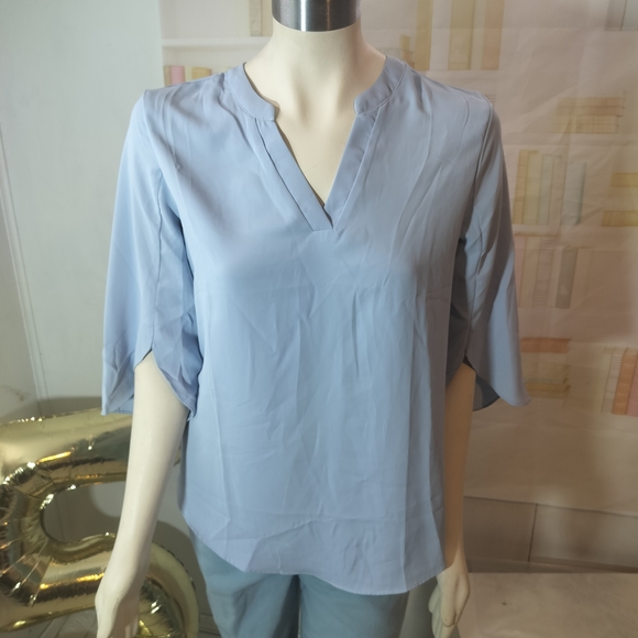 & Other Stories Tops - & Other Stories Light Blue V-Neck Blouse
